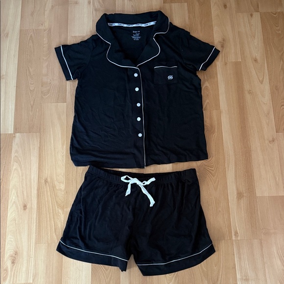 Born Black and White Trim Pajama Set